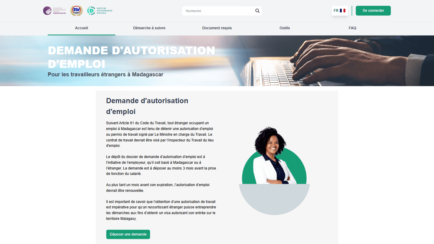 Capture d'écran du site E-work