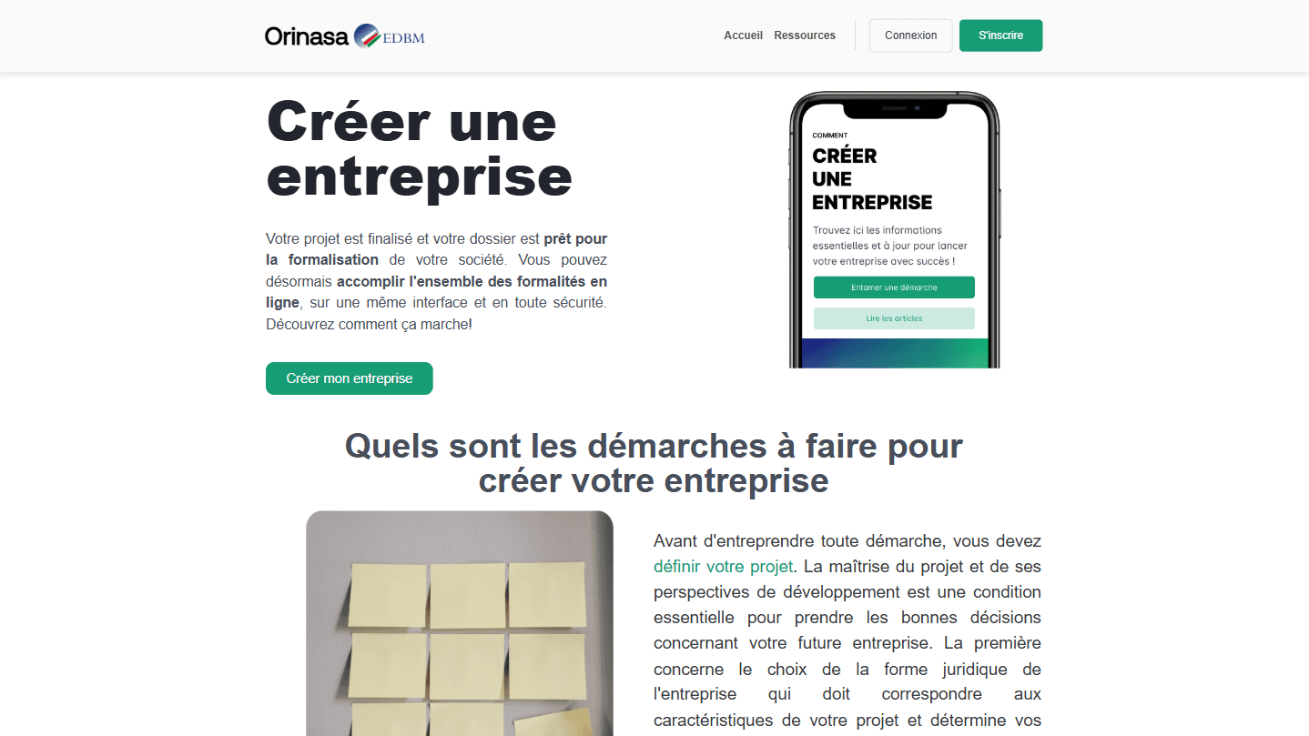 Capture d'écran du site Orinasa